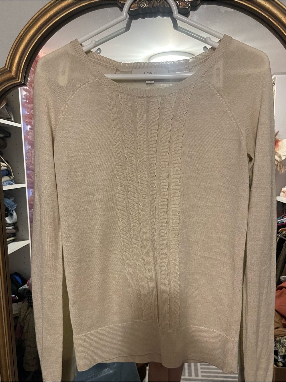 LOFT Beige Crewneck Sweater